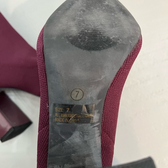 Lulu's Felicia Wine Ribbed Knit Pointed Toe Sock Boots | 7 - Picture 10 of 10